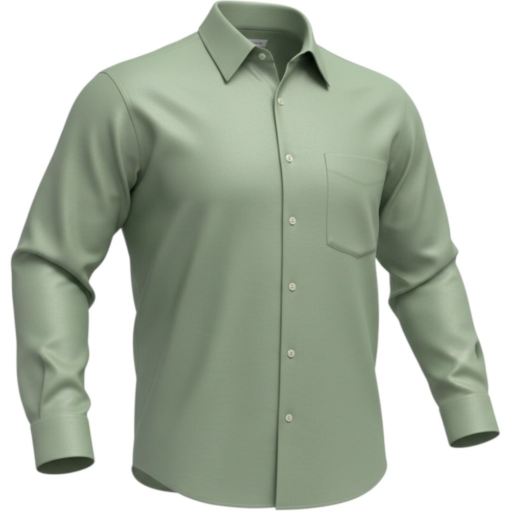 Geoffrey Beene Mens Sage Green Sateen Wrinkle Free Dress Shirt 18 34/35 XXL